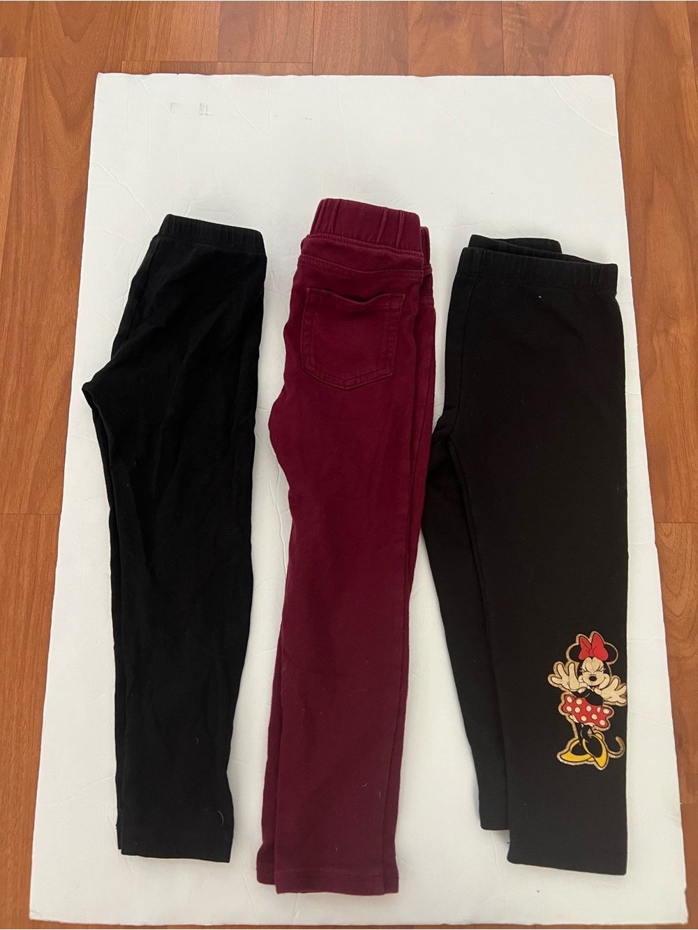 4T Legging Pants Bundle of 3 Black burgundy Girls Toddler Disney Minnie Mouse